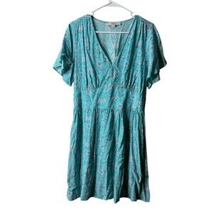 Loft Blue Floral Paisley Babydoll Short Flutter Sleeve Dress